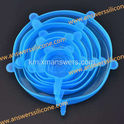 គម្របអាហារ BPA Free6PCS អាចបត់បែនបាន Silicone Stretch Lids